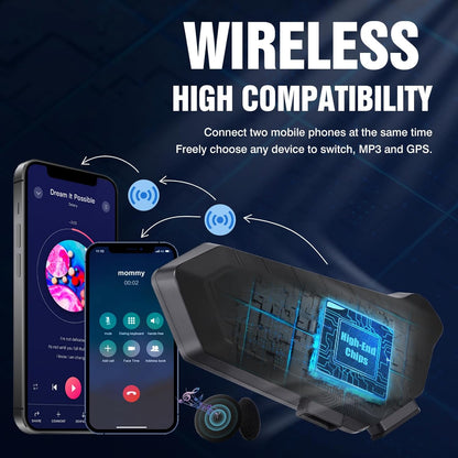 FEYA Motorcycle Helmet Speakers High Battery Life Helmet Headphone IPX6 Automatic Answer/Call Music Control/Intelligent Noise/Wake up Siri, 2 Different Types of Mic - Compatible with All Helmets - Y10