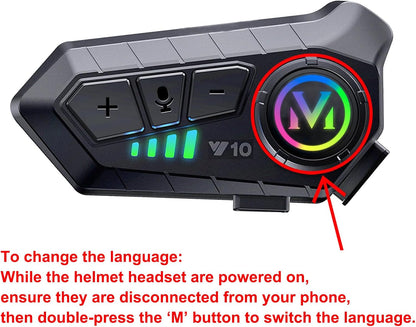 FEYA Motorcycle Helmet Speakers High Battery Life Helmet Headphone IPX6 Automatic Answer/Call Music Control/Intelligent Noise/Wake up Siri, 2 Different Types of Mic - Compatible with All Helmets - Y10